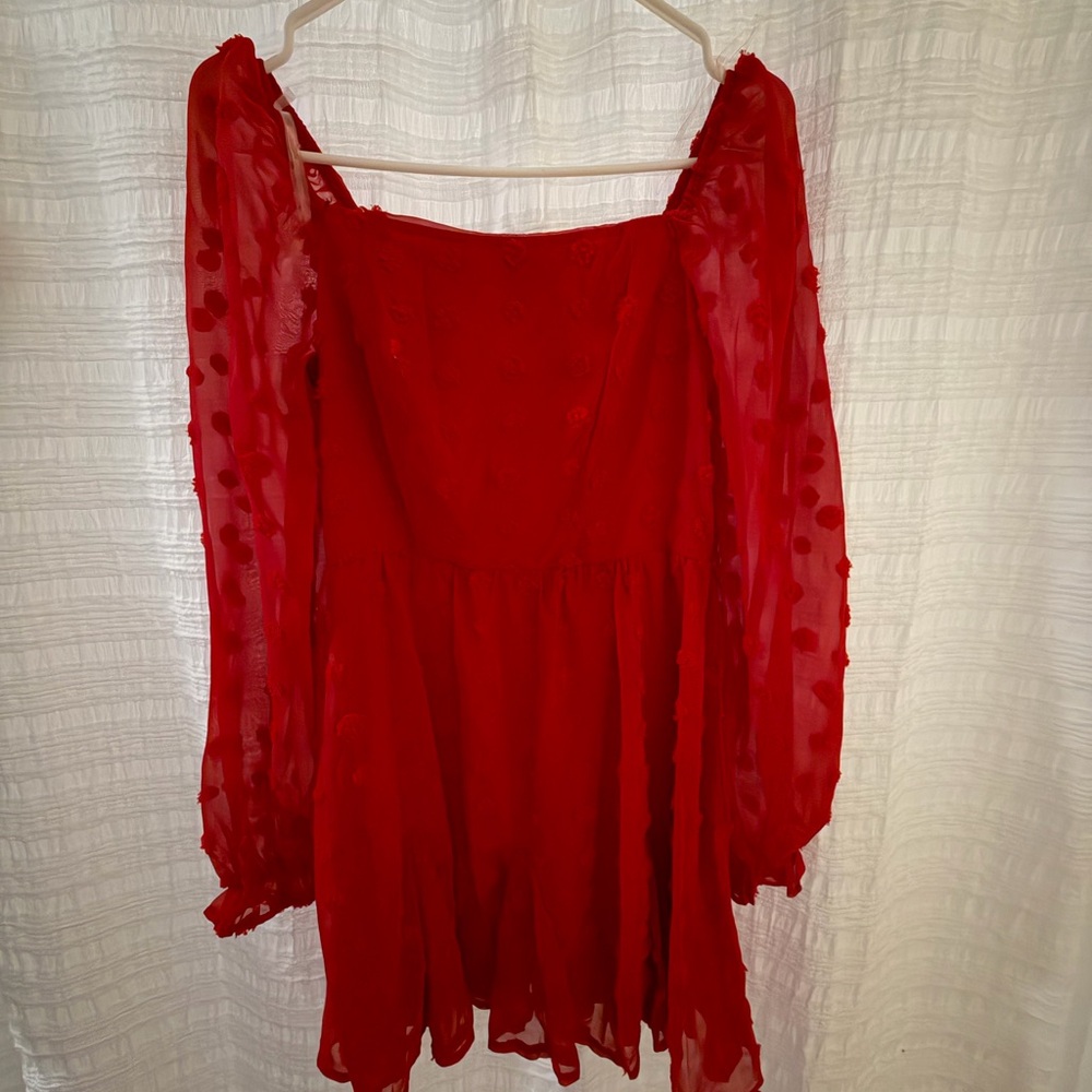 Crystal Doll Vibrant Red Textured Dress